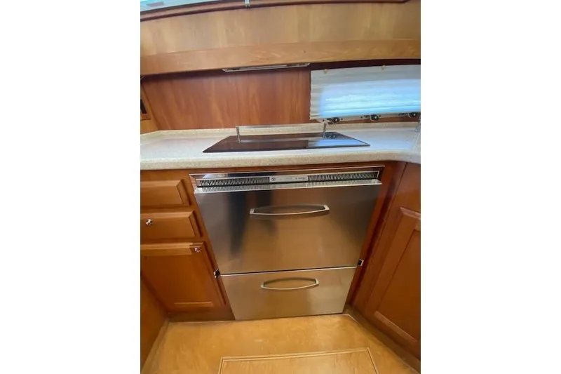 Slide: The Image of Stainless steel kitchen appliances in 2010 Sabre 38 Express yacht interior. - 43