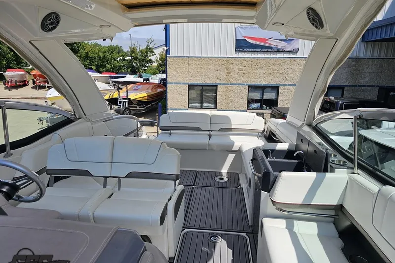 Slide: The Image of 2020 Formula 330 Crossover Bowrider interior with luxurious seating and modern design. - 99