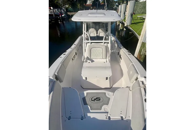 Slide: The Image of 2023 Sea Fox 268 Commander boat interior with seating and storage compartments. - 3