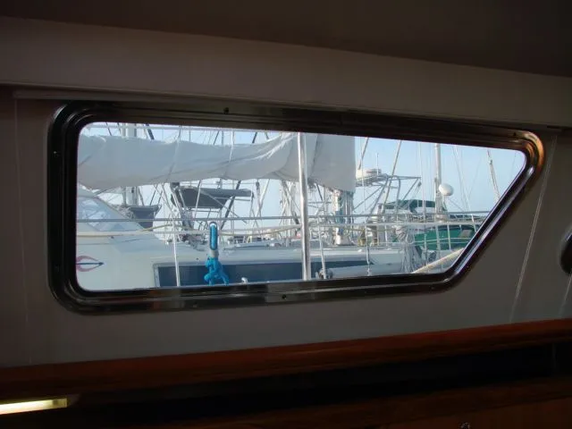 Slide: The Image of View from a 2007 Hunter 44 Deck Salon yacht window. - 50