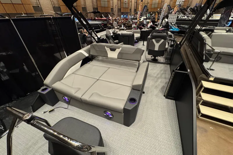 Slide: The Image of 2026 Evotti 523CS luxury boat interior with plush seating and modern design. - 12