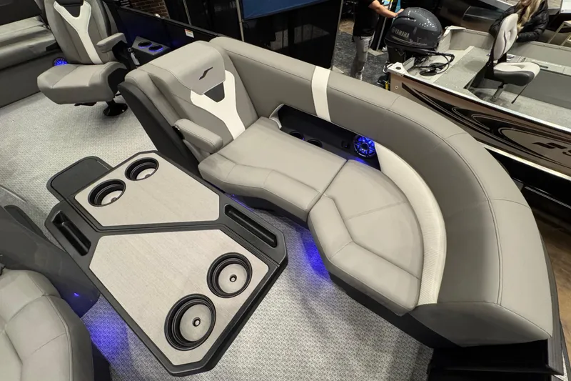 Slide: The Image of Luxurious seating in the 2026 Evotti 523CS boat with modern design and cup holders. - 4