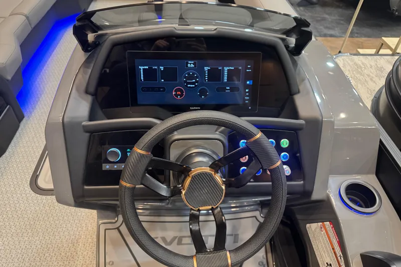 Slide: The Image of Cockpit of 2026 Evotti 725QL with modern steering and digital dashboard. - 9