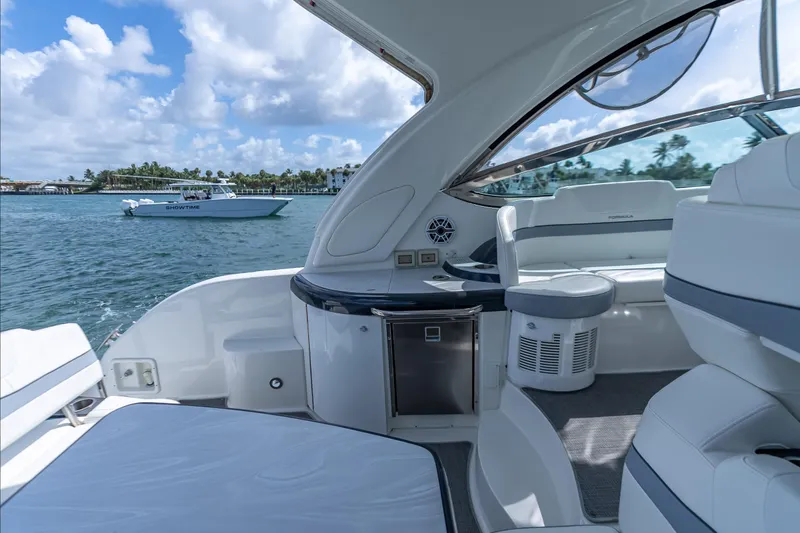 Slide: The Image of 2022 Formula 40 Performance Cruiser interior with ocean view and luxury seating. - 27