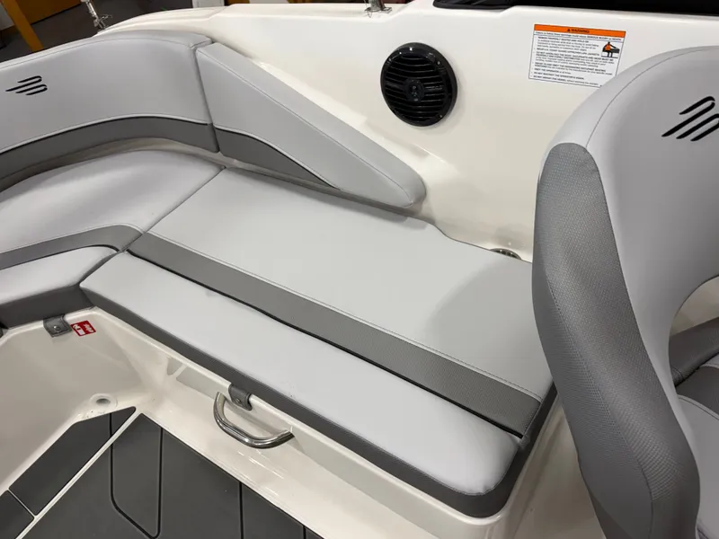 Slide: The Image of Interior of 2026 Bayliner V20 with gray upholstery. - 15