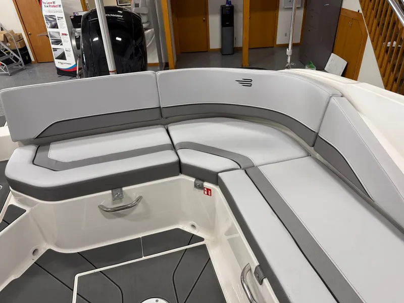 Slide: The Image of Interior of Bayliner V20 2026 with gray upholstery. - 19
