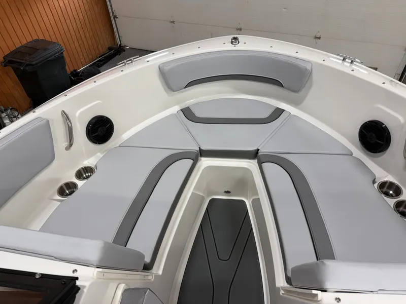 Slide: The Image of Interior of Bayliner V20 2026 with gray upholstery. - 6
