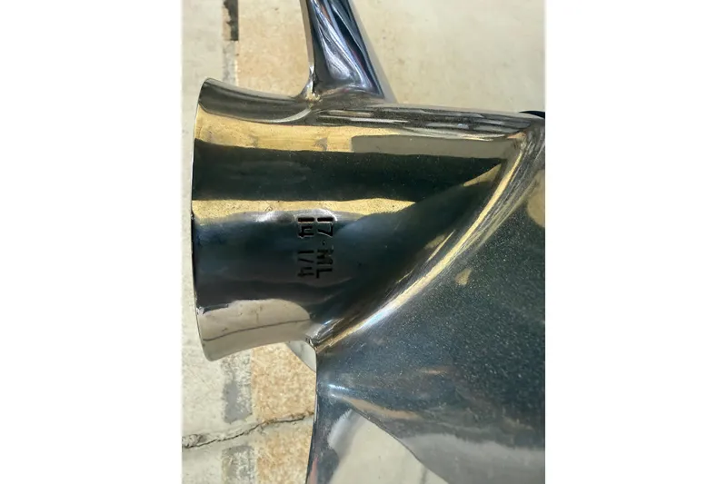 Slide: The Image of Close-up of a Parker 2501 Center Console 2022 boat propeller. - 20