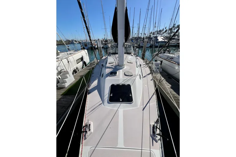 Slide: The Image of Sailboat docked at marina, Catalina 400, 1996 model, sunny day, clear blue sky. - 20