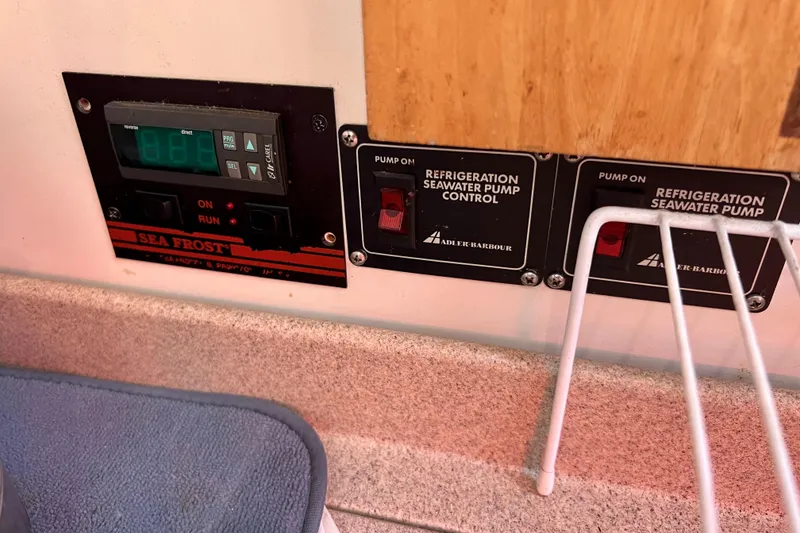 Slide: The Image of Control panel on 1996 Catalina 400 yacht with Sea Frost refrigeration system. - 63