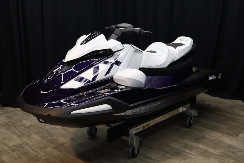Slide: The Image of 2026 Yamaha WaveRunners VX® jet ski on display floor. - 2