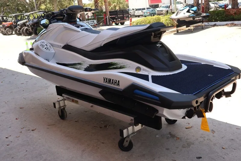 Slide: The Image of 2026 Yamaha WaveRunners VX-C® jet ski on a dolly. - 3