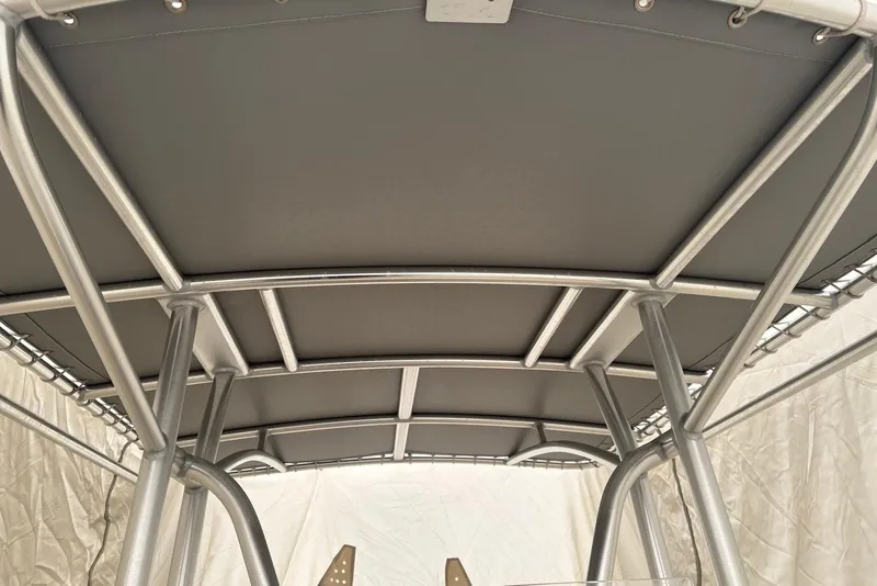 Slide: The Image of 2025 Dusky 227 boat T-top frame with sturdy metal construction. - 8