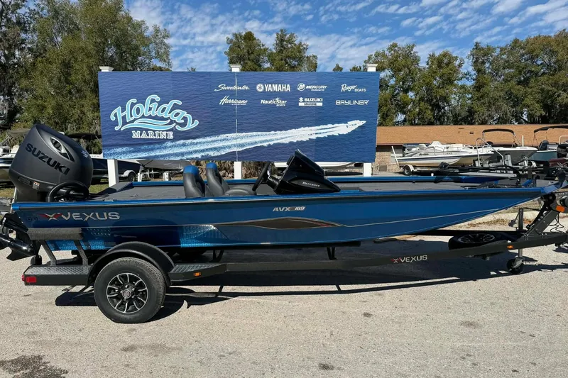 The Image of 2026 Vexus Defender 189 boat with Suzuki engine at Holiday Marine dealership. - 0