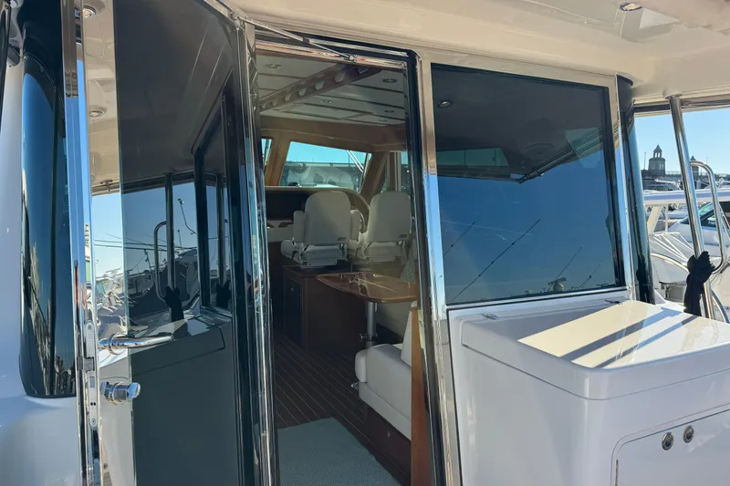 Slide: The Image of 2023 Sabre 48 Salon Express yacht interior with sleek design and modern amenities. - 2