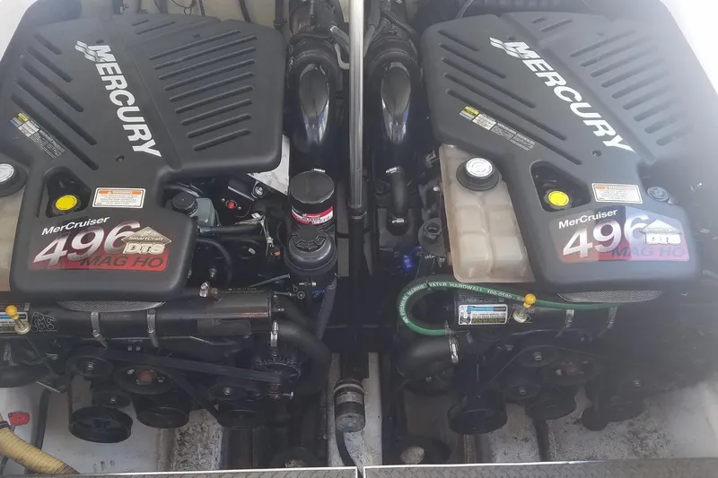 Slide: The Image of Twin MerCruiser 496 MAG HO engines in a 2004 Formula 370 Super Sport boat. - 16