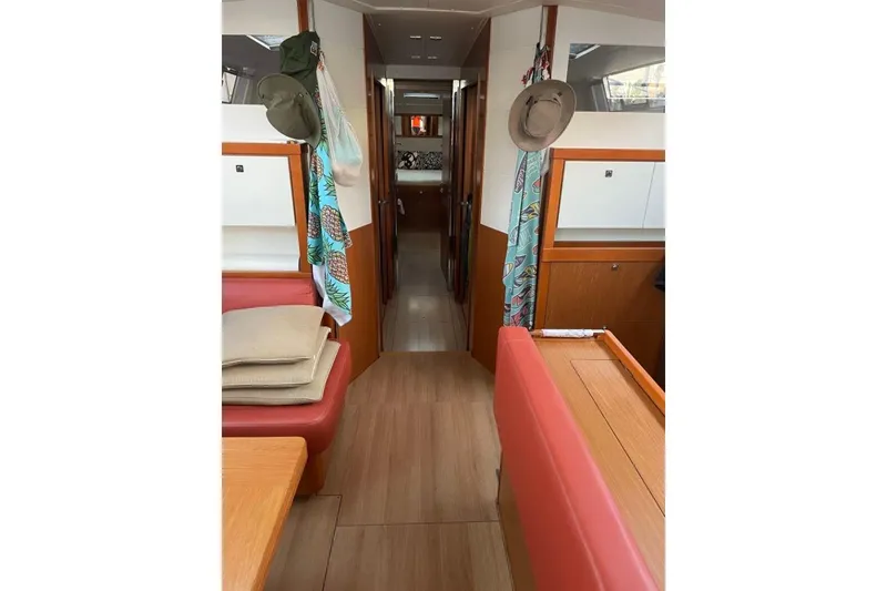 Slide: The Image of Luxurious cabin interior of 2015 Beneteau Sense 55 yacht with stylish bedding. - 30