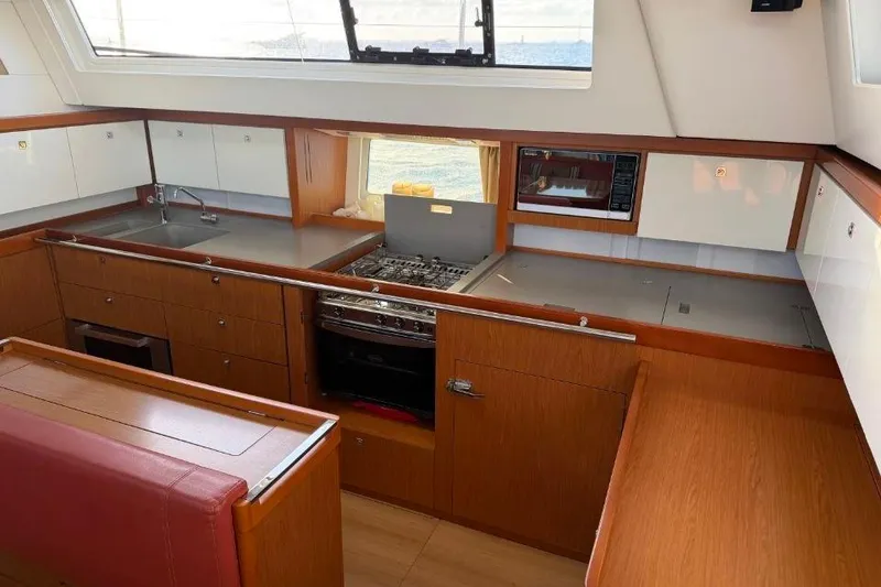 Slide: The Image of Bathroom interior of 2015 Beneteau Sense 55 yacht, featuring modern shower and sleek design. - 37
