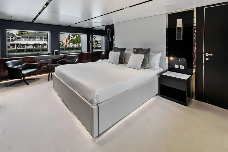 Slide: The Image of Luxurious bedroom interior of 2024 Riva 130' Bellissima yacht with modern design. - 36