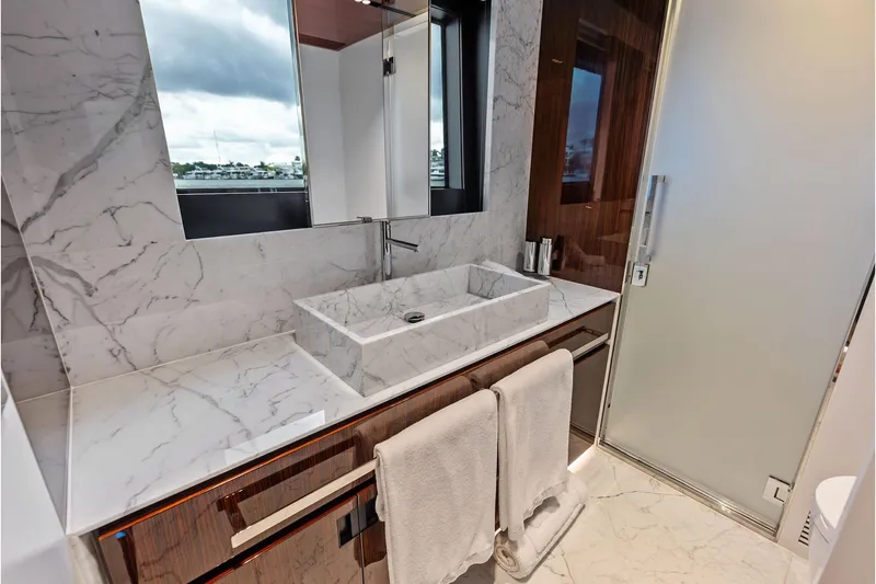 Slide: The Image of Luxurious bathroom in 2024 Riva 130' Bellissima yacht with marble sink and modern fixtures. - 53
