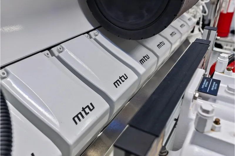 Slide: The Image of Engine room of 2024 Riva 130' Bellissima yacht featuring MTU components. - 60