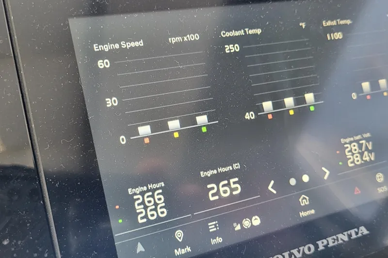 Slide: The Image of Display panel of 2023 Azimut S7 showing engine speed, coolant temperature, and engine hours. - 9