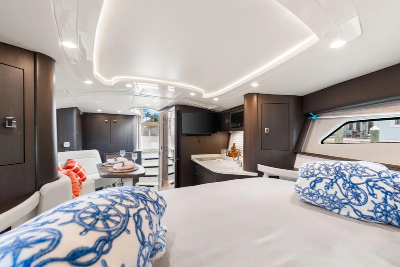 Slide: The Image of Luxurious interior of 2019 Intrepid 410 Evolution yacht with modern design and elegant furnishings. - 66