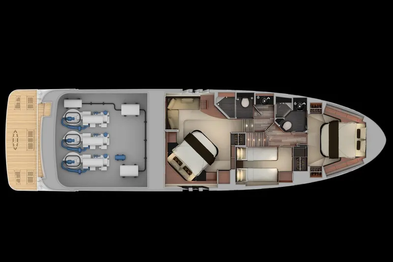 Slide: The Image of Luxurious 2016 Sea Ray L590 yacht kitchen with modern countertops and sleek cabinetry. - 12