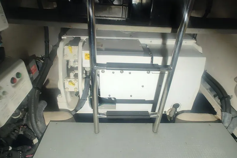 Slide: The Image of Luxurious 2016 Sea Ray L590 yacht interior with elegant dining area and modern decor. - 15