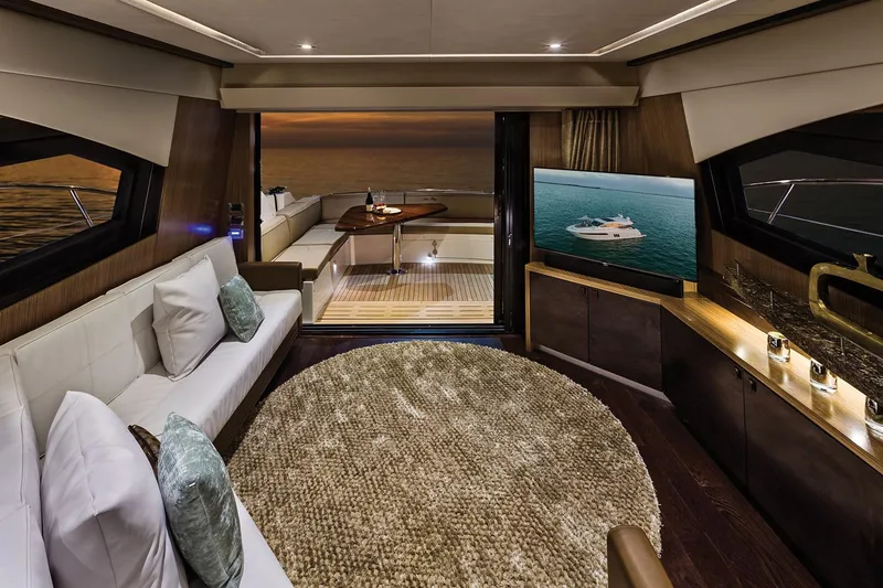 Slide: The Image of Manufacturer Provided Image: 2016 Sea Ray L590 yacht interior layout with bedrooms, bathrooms, and living areas. - 7