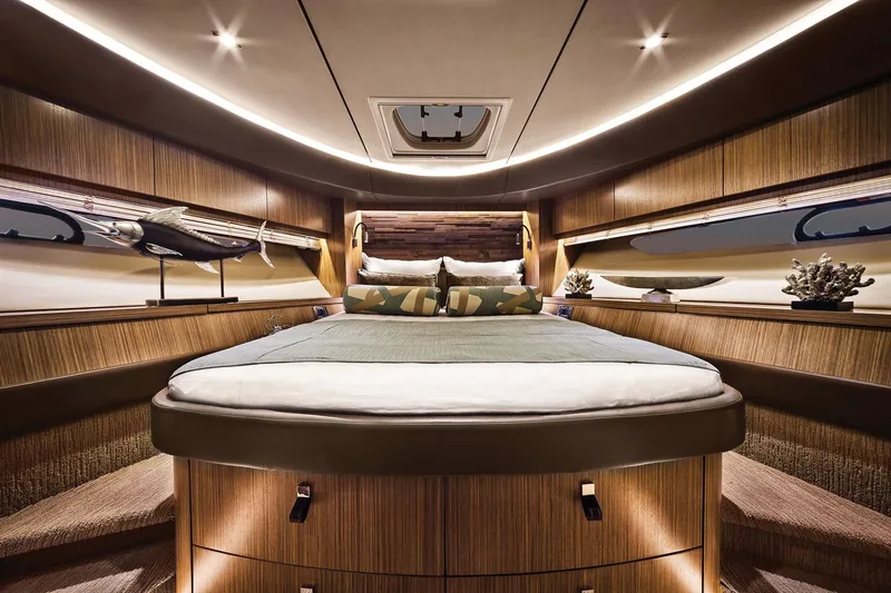 Slide: The Image of Luxurious interior of 2016 Sea Ray L590 yacht with modern furnishings and elegant decor. - 8