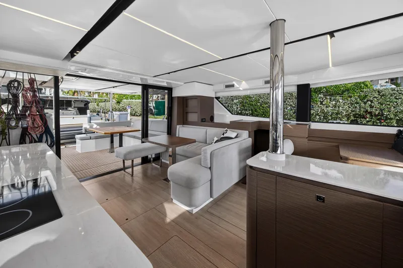 Slide: The Image of Luxurious interior of 2025 Leopard 46 yacht with modern furnishings and open layout. - 33
