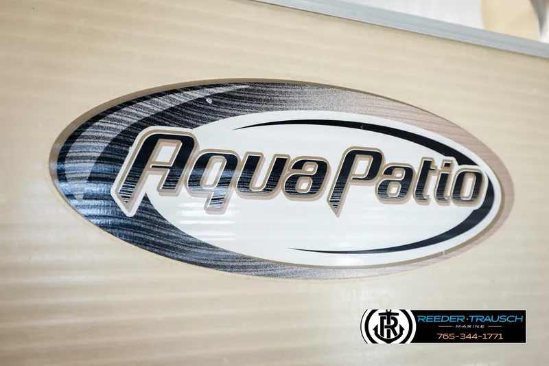 Slide: The Image of AquaPatio 220 RE 2004 logo on beige background, Reeder-Trausch Marine branding. - 47