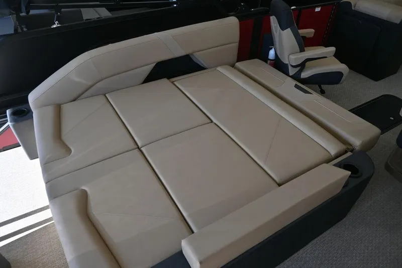 Slide: The Image of Luxurious beige seating in 2026 Evotti 521CS boat interior, featuring adjustable comfort and modern design. - 16