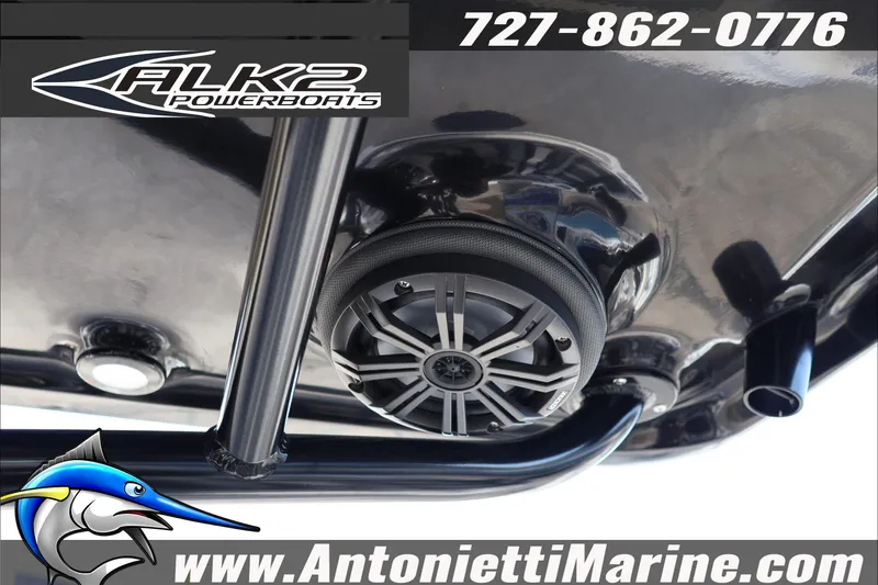 Slide: The Image of 2026 ALK2 Powerboats 25 CRXL with marine speaker, Antonietti Marine branding. - 15