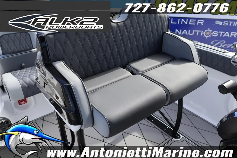 Slide: The Image of 2026 ALK2 Powerboats 25 CRXL luxury seating, featuring sleek design and premium materials. - 17