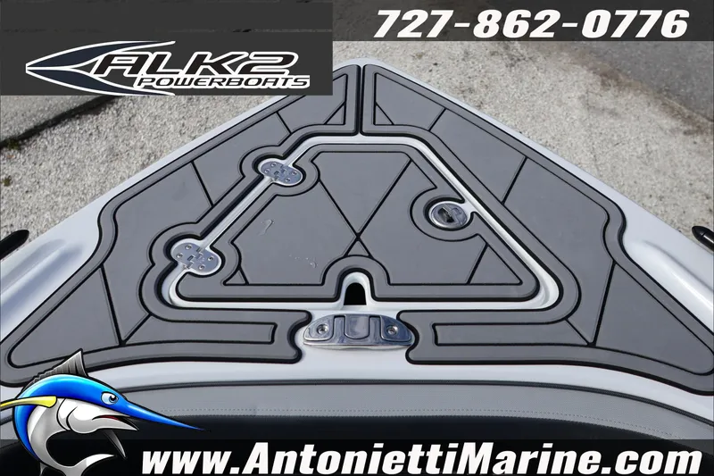 Slide: The Image of 2026 ALK2 Powerboats 25 CRXL deck with logo and contact details. - 27