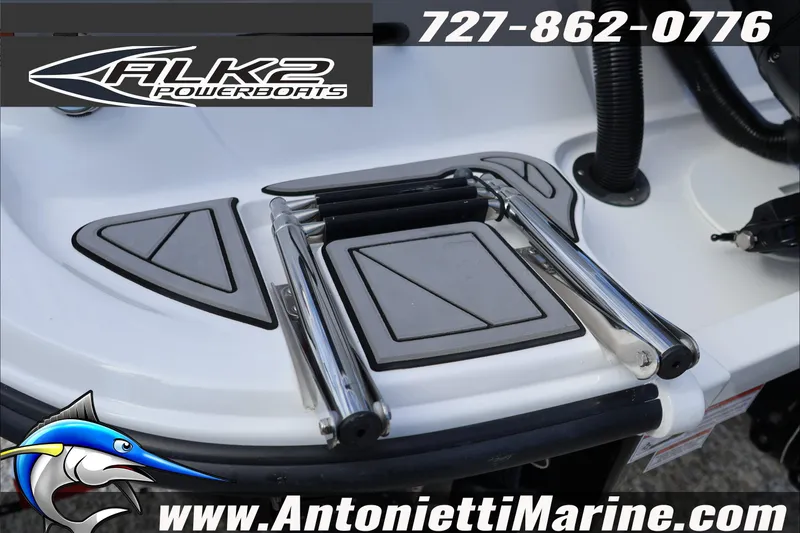 Slide: The Image of 2026 ALK2 Powerboats 25 CRXL swim platform with ladder, Antonietti Marine branding. - 33