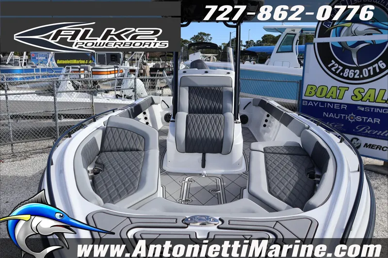 Slide: The Image of 2026 ALK2 Powerboats 25 CRXL interior at Antonietti Marine dealership. - 5