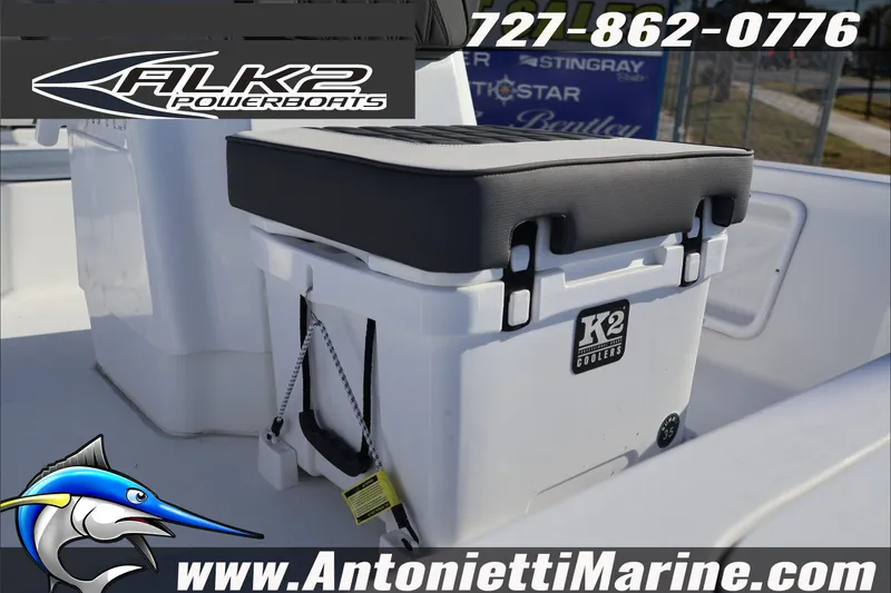 Slide: The Image of 2026 ALK2 Powerboats 17HS with K2 cooler seat, Antonietti Marine branding. - 16