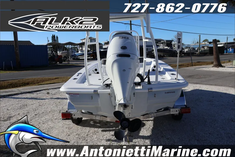 Slide: The Image of 2026 ALK2 Powerboats 17HS with outboard motor at Antonietti Marine dealership. - 5