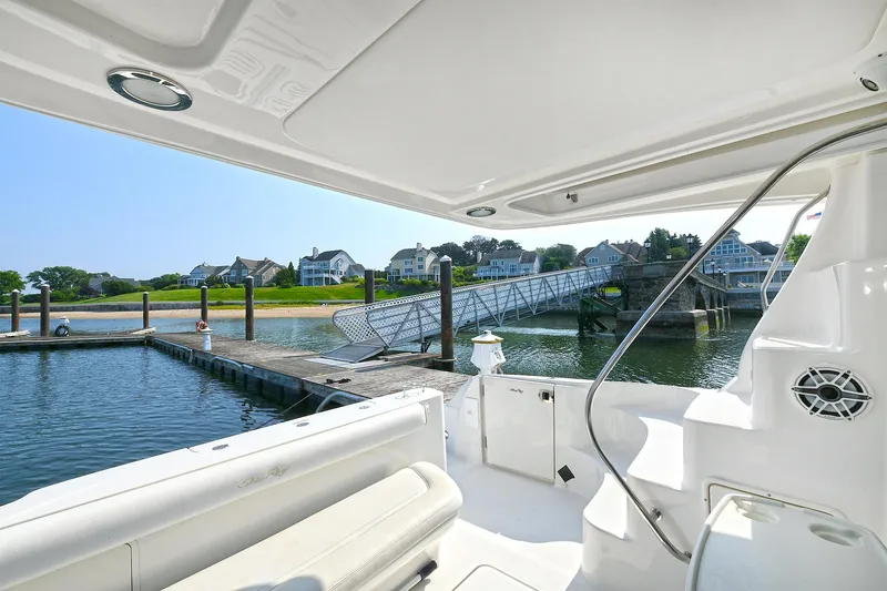 Slide: The Image of Interior view of 2008 Sea Ray 44 Sedan Bridge yacht at dock. - 9