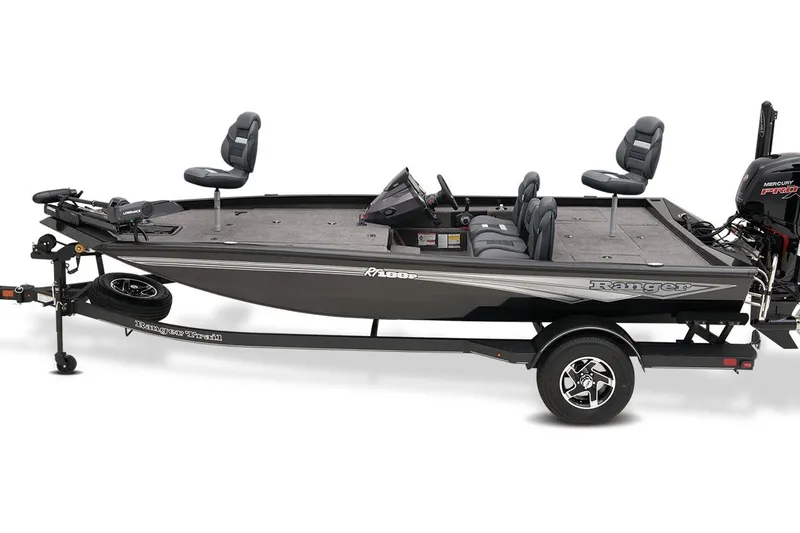 Slide: The Image of 2026 Ranger RT188P fishing boat with trailer, featuring sleek design and comfortable seating. - 16