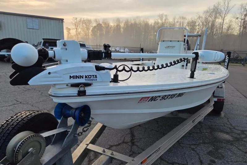 Slide: The Image of 2014 Hewes Redfisher 18 boat with Minn Kota Terrova motor on trailer. - 6