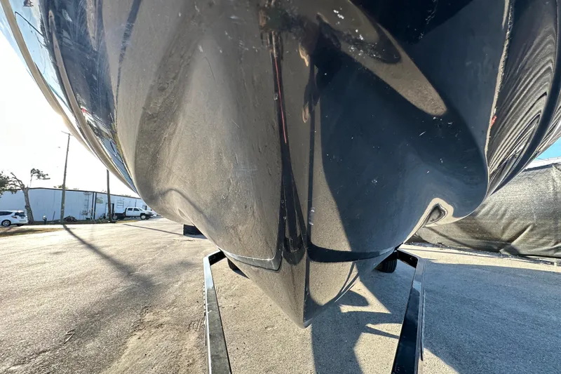 Slide: The Image of 2017 Chaparral Vortex 203 VRX boat hull close-up on trailer. - 88