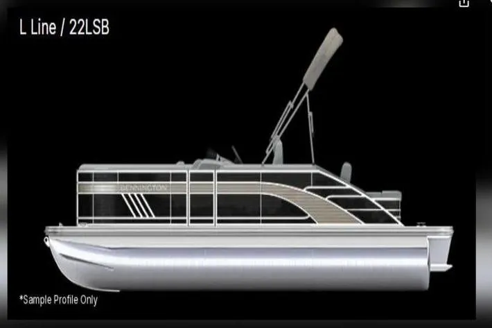 The Image of 2021 Bennington 23 LSB pontoon boat, side profile, sleek design, black background. - 1