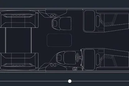 Slide: The Image of Floor plan of a 2026 Custom rOve 225 vehicle interior layout. - 14