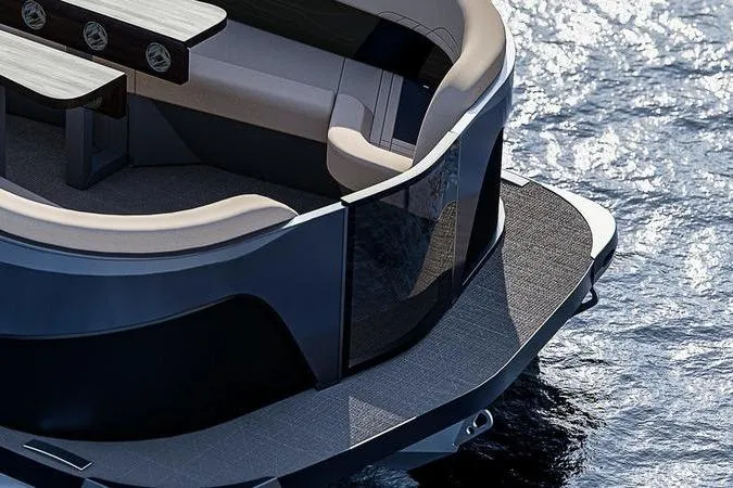Slide: The Image of Modern Flamingo ROVE 245 boat, 2026 model, with sleek design on water. - 21