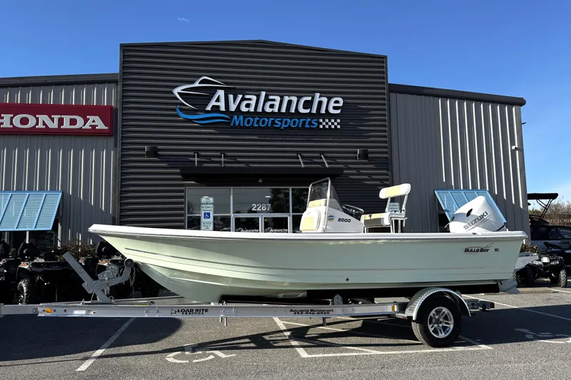 The Image of 2026 Bulls Bay 2000 boat on trailer at Avalanche Motorsports dealership. - 0