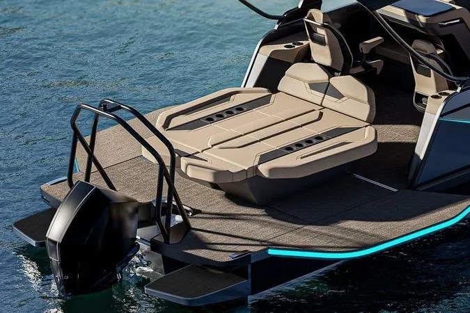 Slide: The Image of Futuristic Custom rOve 265 boat, 2026 model, featuring sleek design and modern seating. - 5